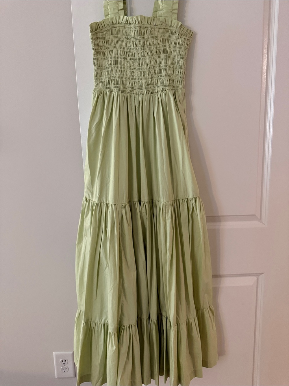 Abercrombie & Fitch Smocked Strap Green Maxi Dress